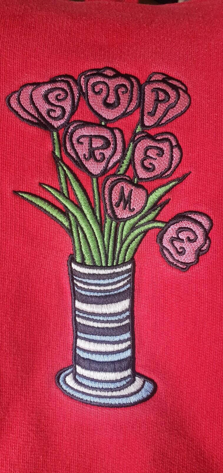 FW18 Supreme Flowers Hooded Sweatshirt L Large Red Hoodie artwork by Tabboo!