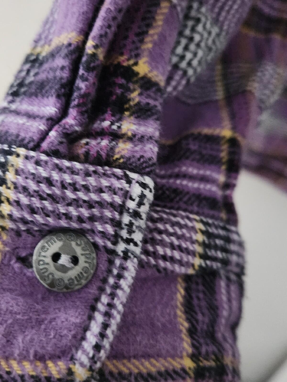 SS18 Supreme Hooded Plaid Flannel Shirt size M medium purple grey
