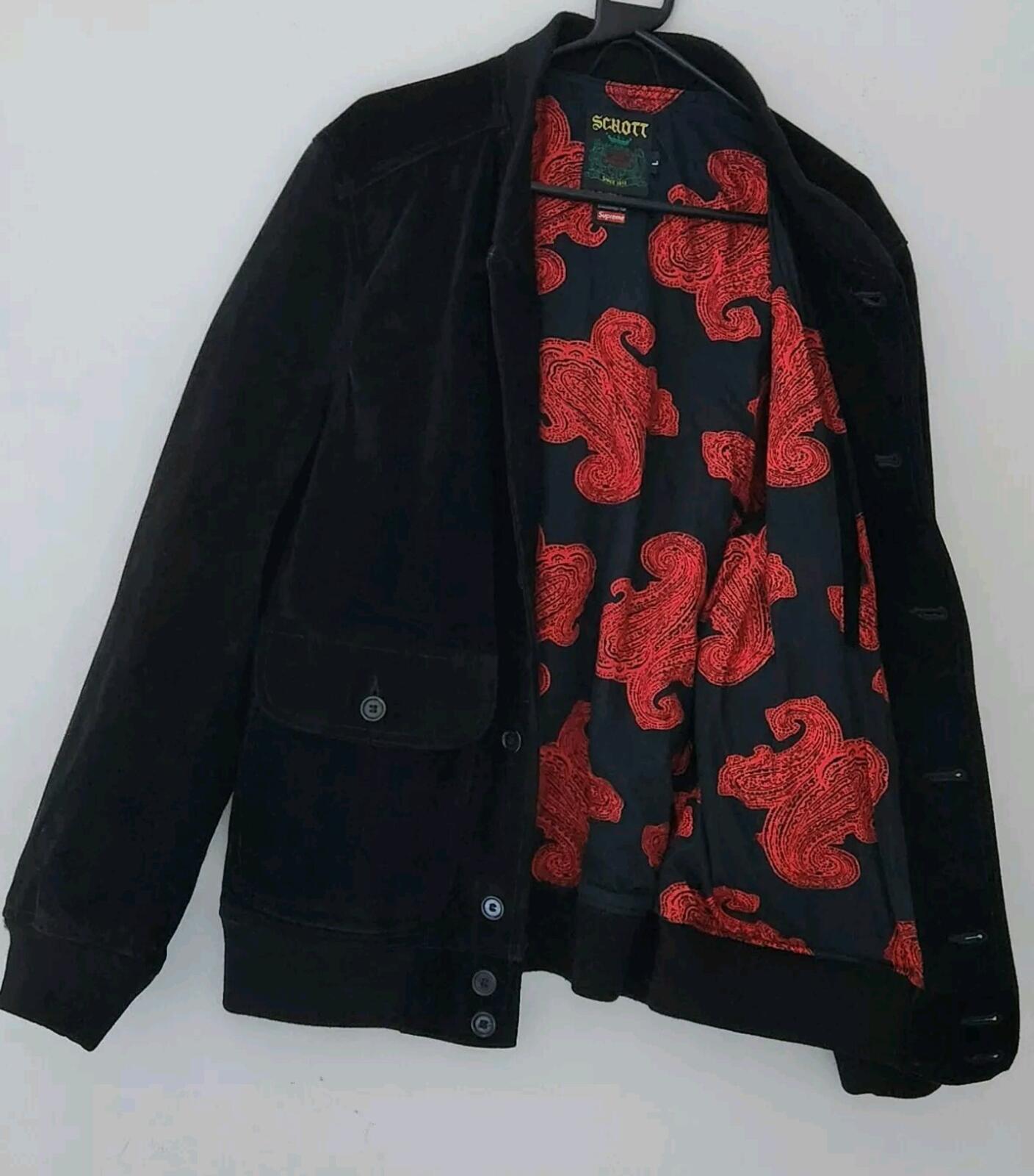 SS14 Supreme Schott NYC Wildleder Bomberjacke Schwarz Größe L