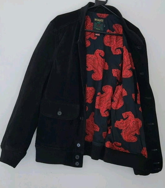 SS14 Supreme Schott NYC Suede Bomber Jacket Black Size L