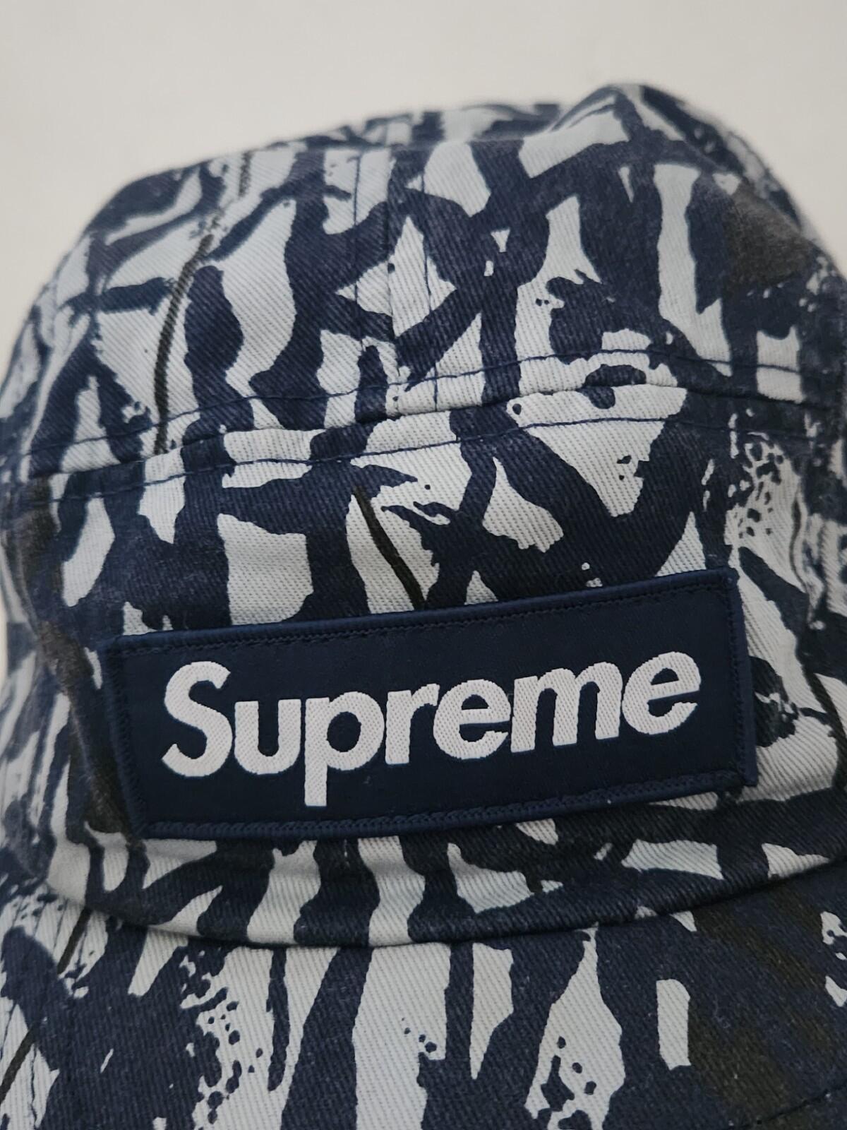 SS13 Supreme Reed Camo Camp Cap 2013 Vintage Hat Navy Box Logo Camo Camouflage