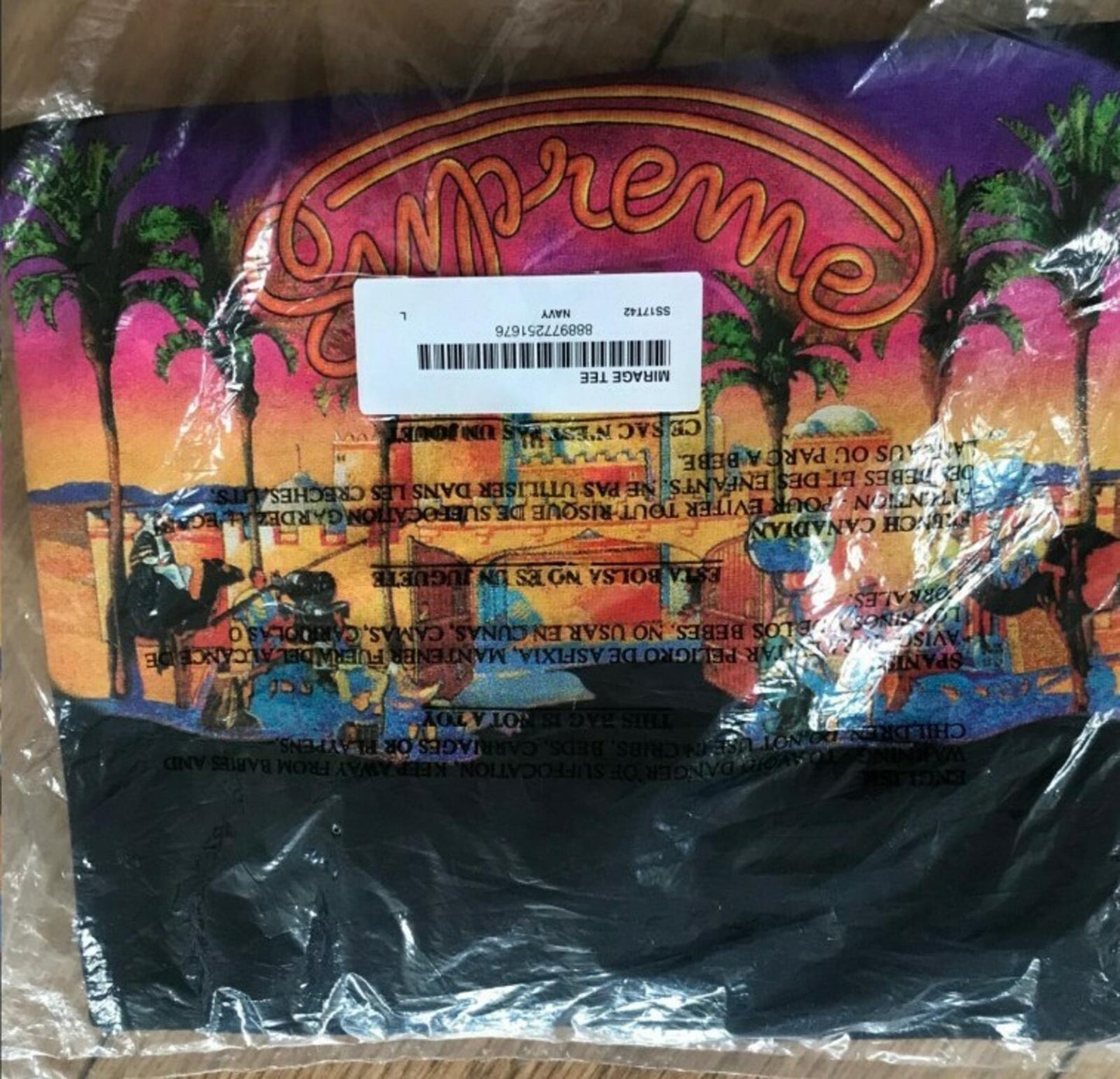 SS17 Supreme Mirage Tee Navy Size L