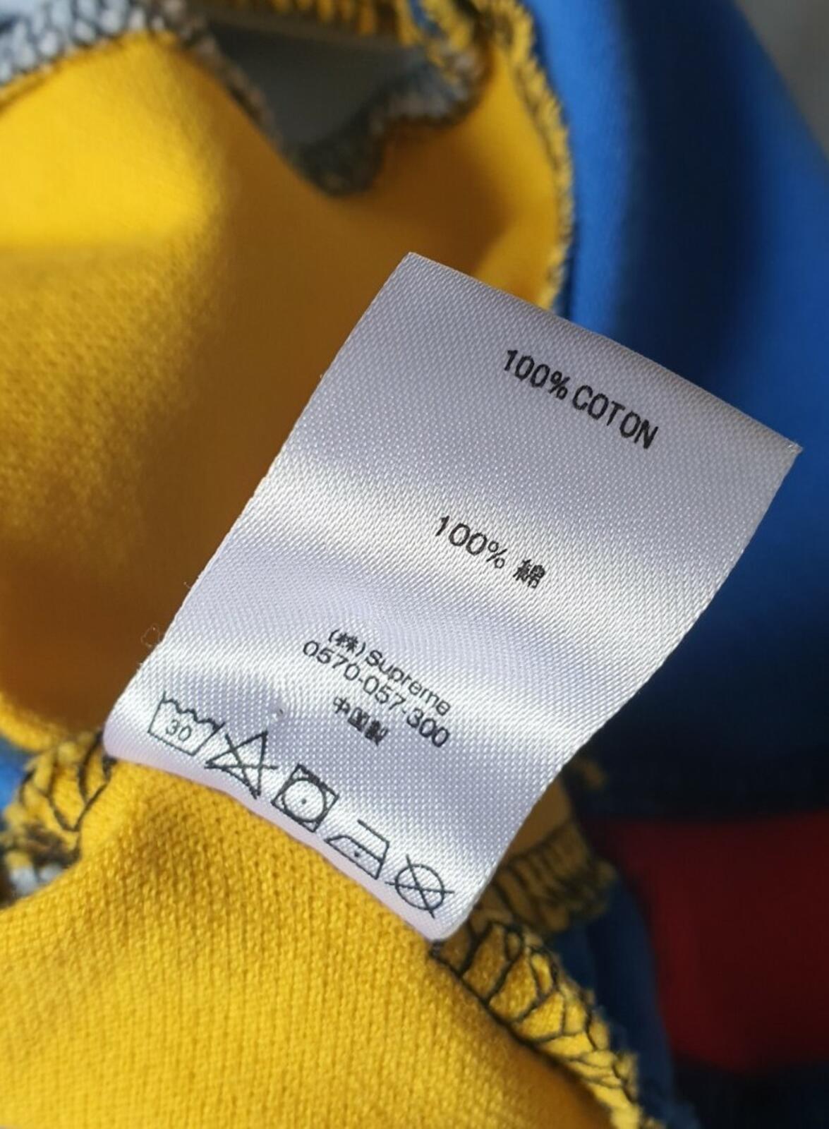FW18 Supreme Patchwork Pique Tee Red/Yellow/Blue Size M