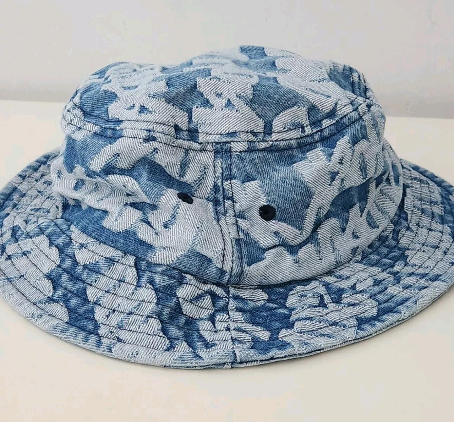 SS22 Supreme Fat Tip Jacquard Denim Crusher Hat Blue Size S/M