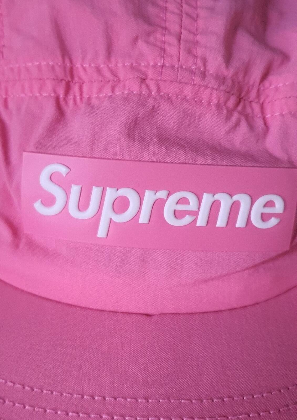 SS18 Supreme Raised Logo Patch Camp Cap Pink Nylon Hat Box Logo S/M Small Medium