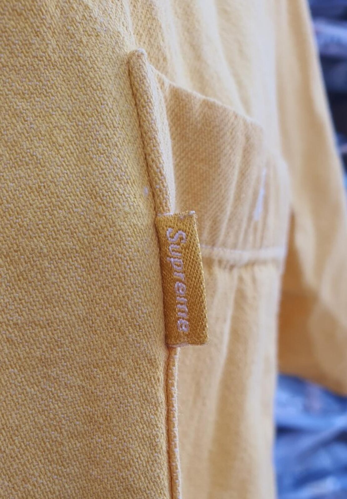 SS15 Supreme Classic logo S/S Denim Shirt Yellow Size M