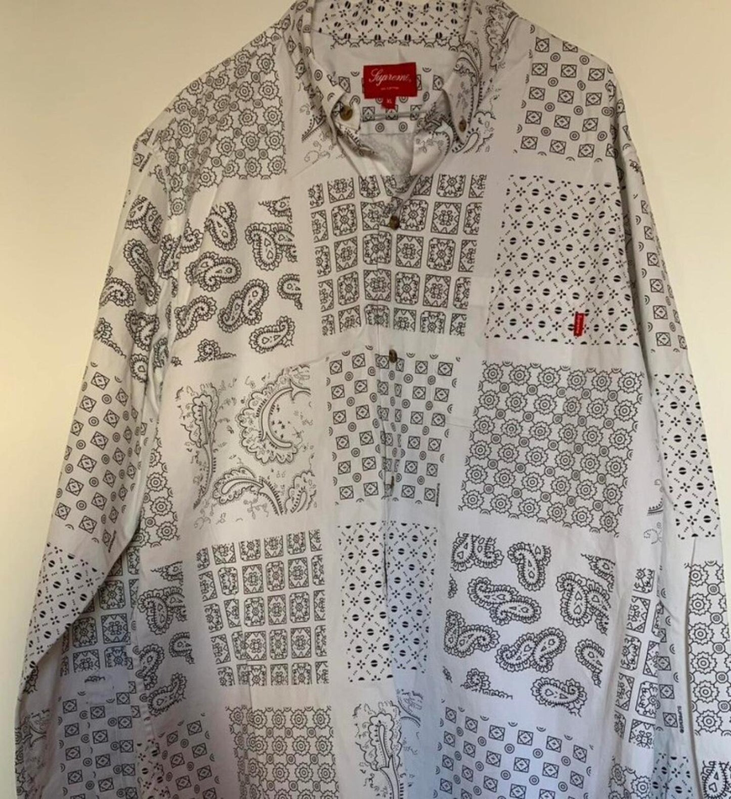 SS20 Supreme Paisley Grid Shirt White Size XL