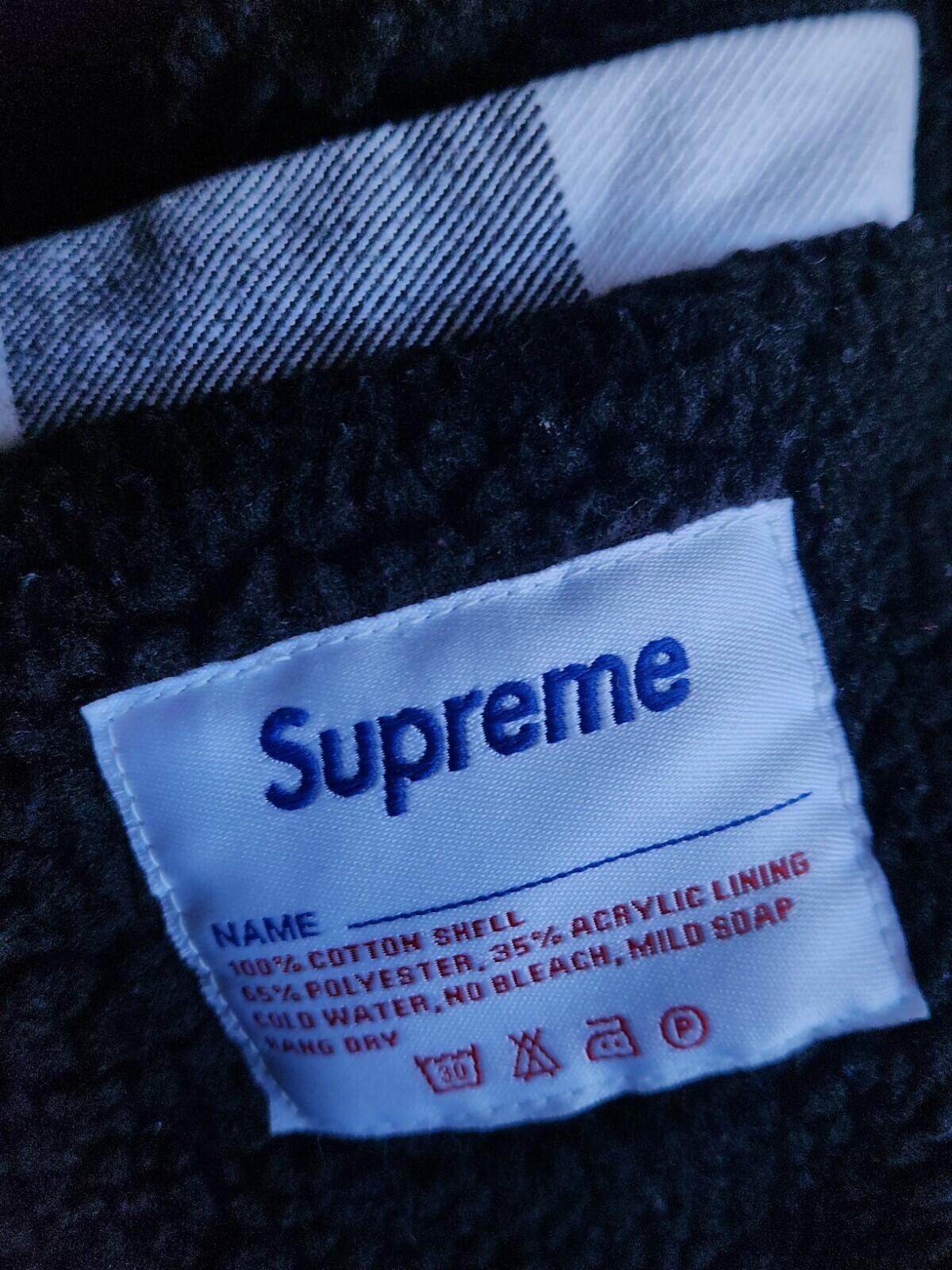 2005 Supreme Plaid Buffalo Jacket Thermal Lining Hooded Shirt Vintage Black M