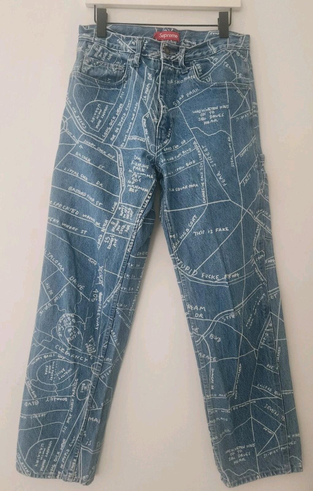 SS19 Supreme Gonz Map Denim Painter Hose Größe 30 W30 L30 Mark Gonzalez Jeans