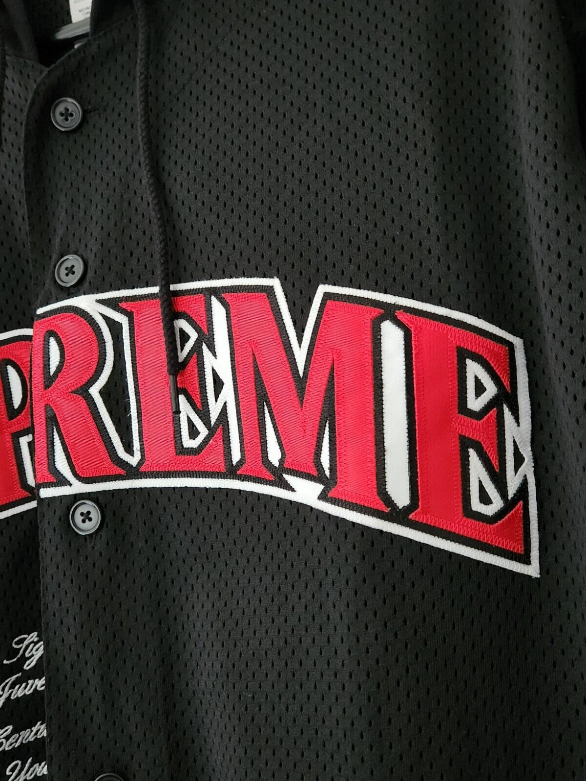 SS20 Supreme Hooded L/S Baseball Jersey size L Large black Top