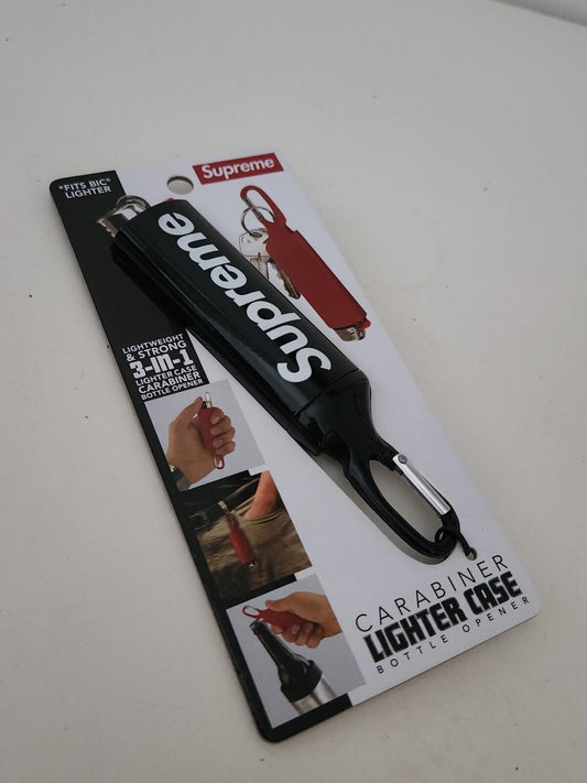 SS22 Supreme Funda para encendedor Mosquetón Accesorio Llavero de aluminio negro