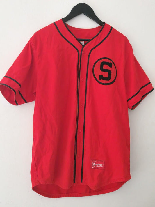FW13 Supreme Baseball Shirt size L Large Rare Red 2013 Vintage Chenille S logo