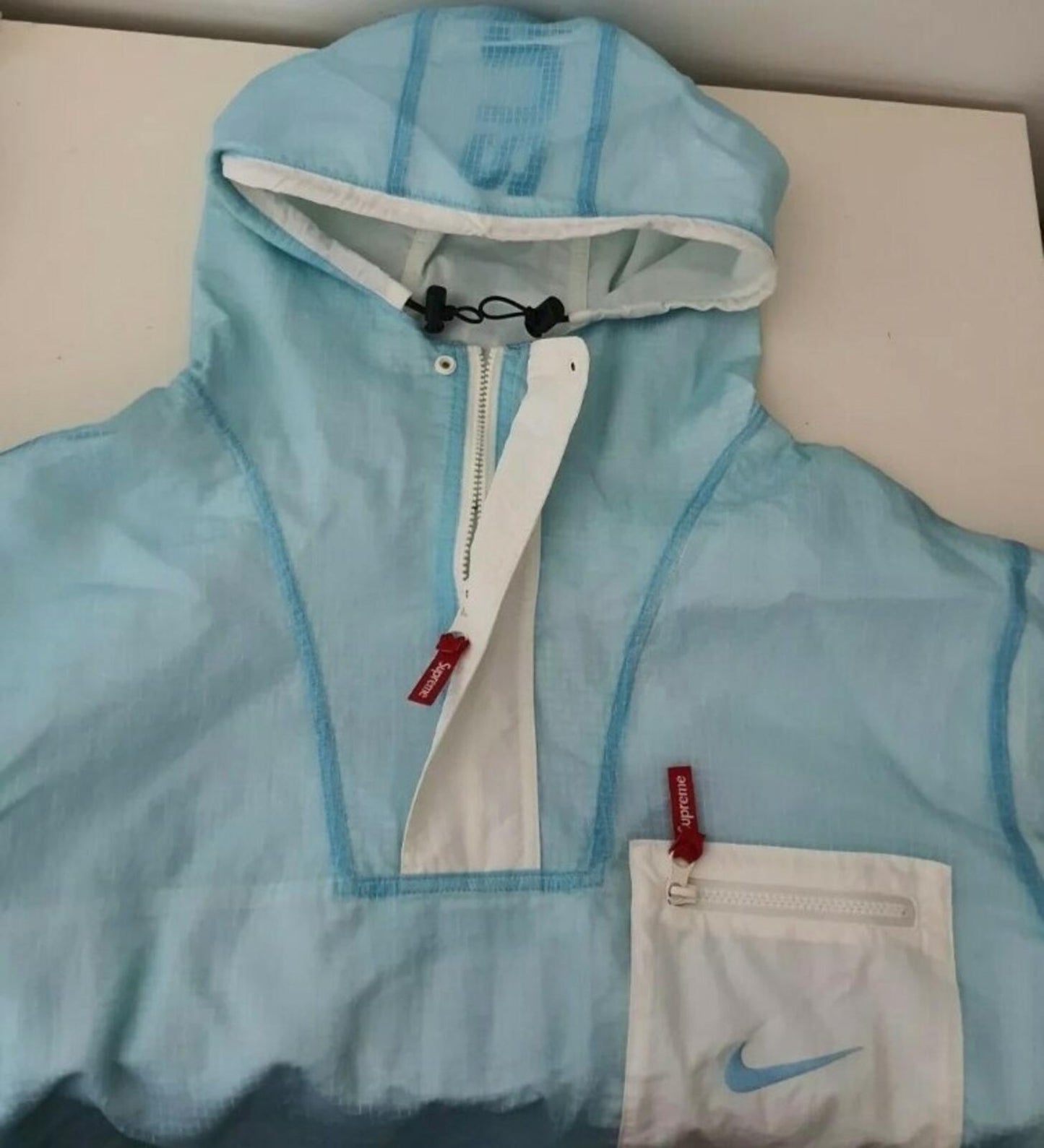 FW20 Supreme x Nike Jewel Reversible Ripstop Anorak Light Blue Size XL