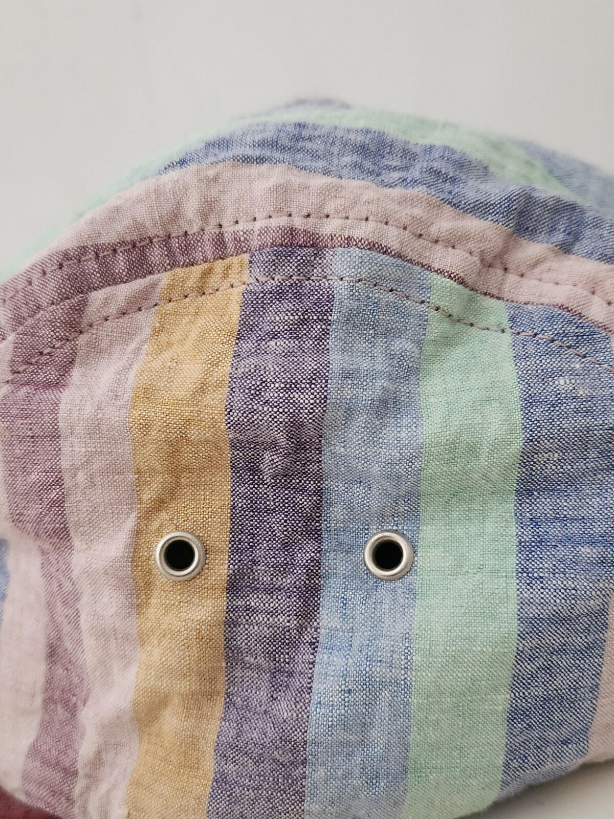 FW14 Supreme Striped Linen Suede Camp Cap 2014 Vintage