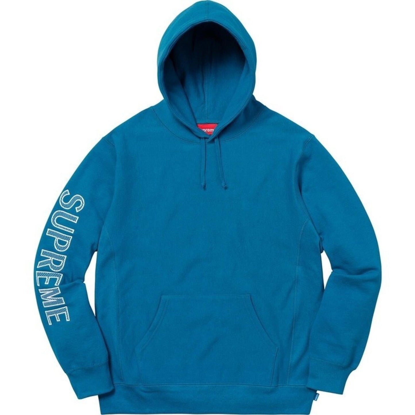SS18 Supreme Sleeve Embroidery Hooded Sweatshirt Aqua Size M
