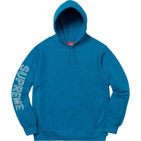 Sudadera con capucha y bordado en la manga SS18 Supreme Aqua Talla M