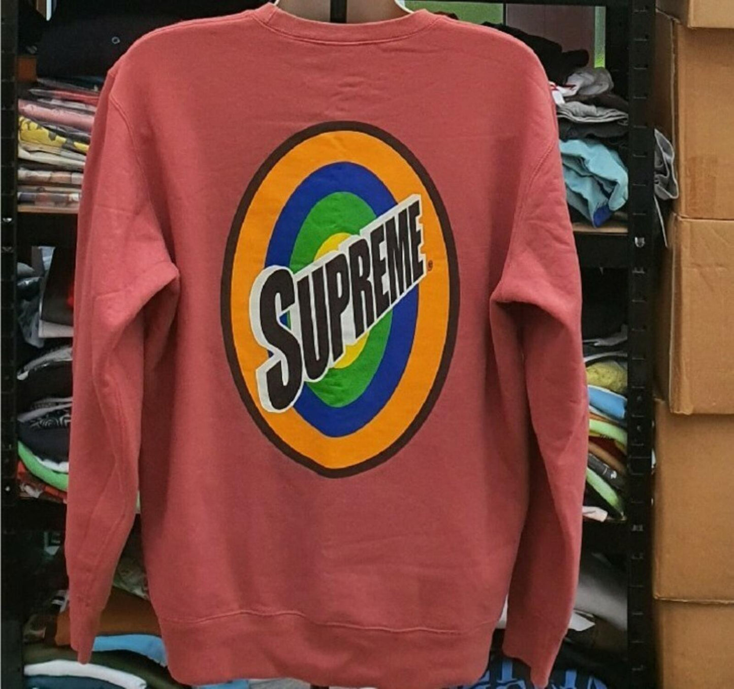 SS16 Supreme Spin Logo Crewneck Malva Talla XL