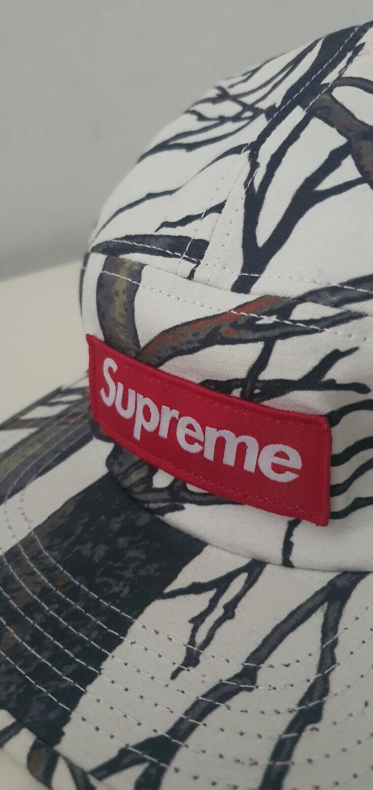 FW12 Supreme Tree Camo Camp Cap White Hat Red Box Logo Vintage 2012 Very rare