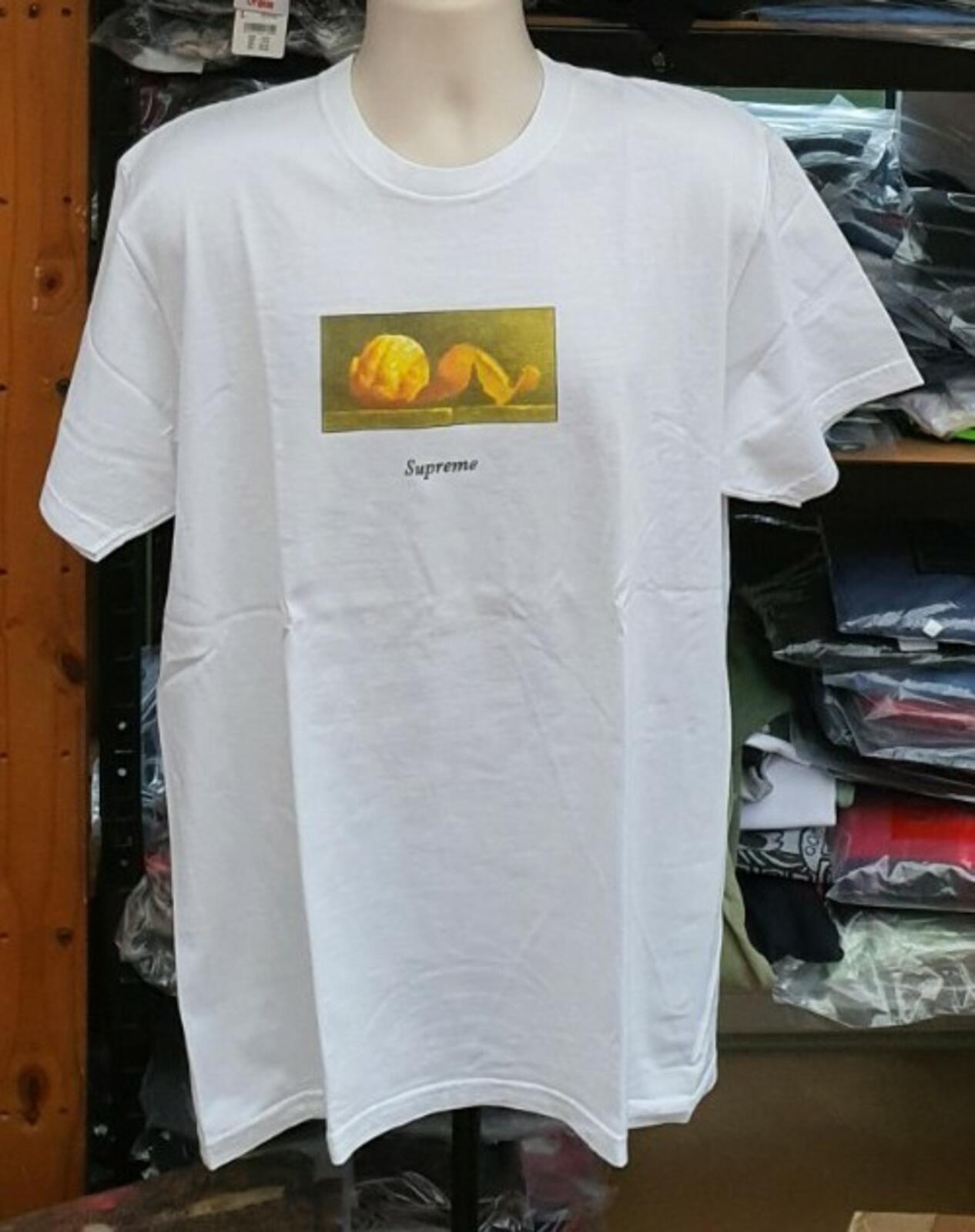 FW15 Supreme Peel white tee size XL T-shirt orange Rare