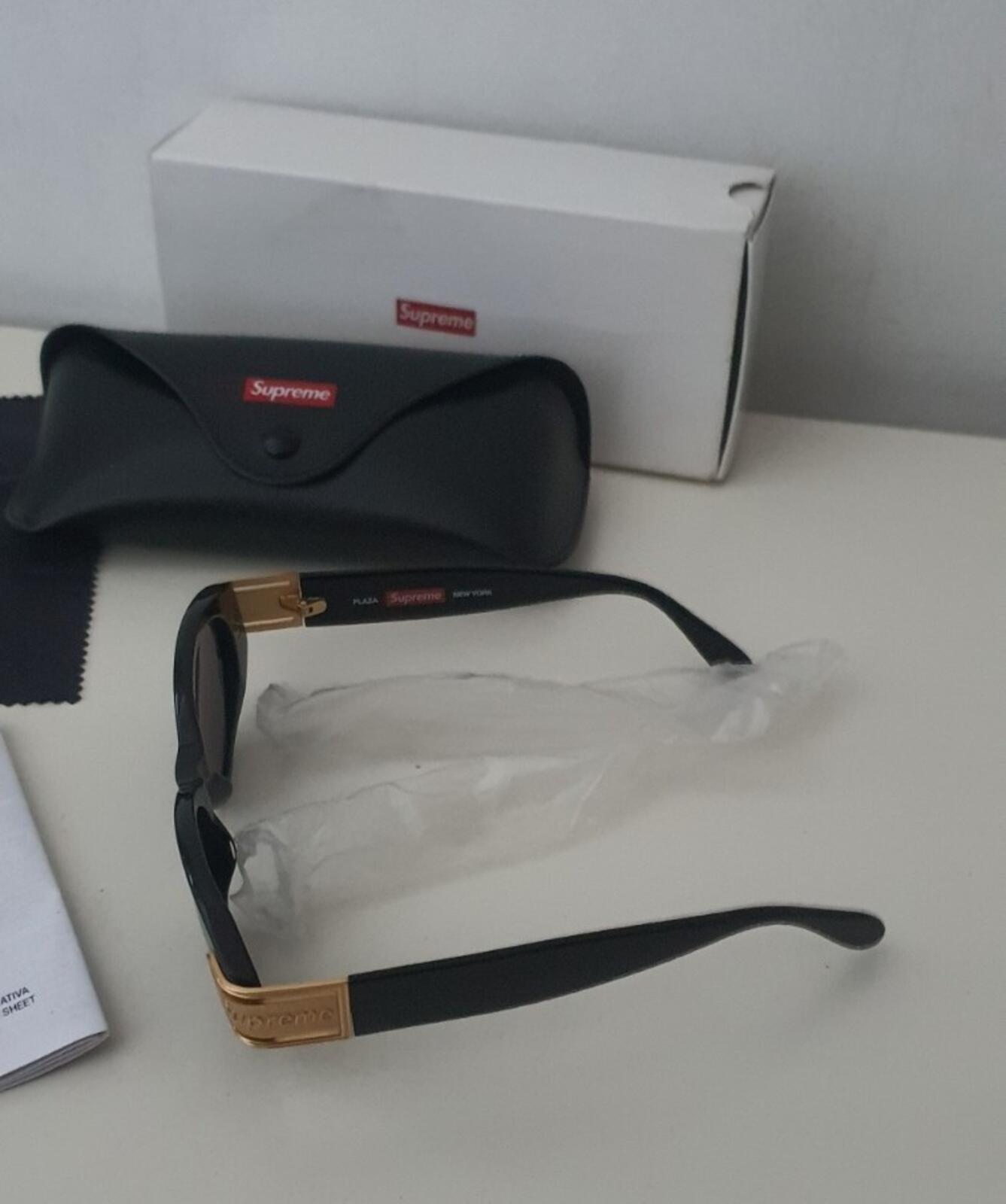 SS18 Supreme Plaza sunglasses Black Gold made in Italy
