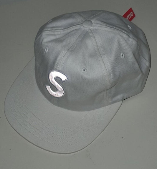 SS16 Supreme S Logo Reflective Logo 6-Panel cap white hat New With Tag