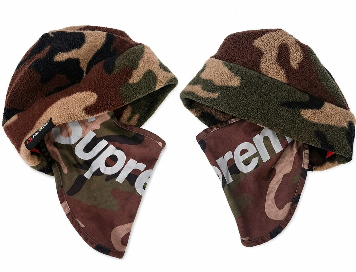 FW22 Supreme x Polartec Facemask Beanie Woodland Camo