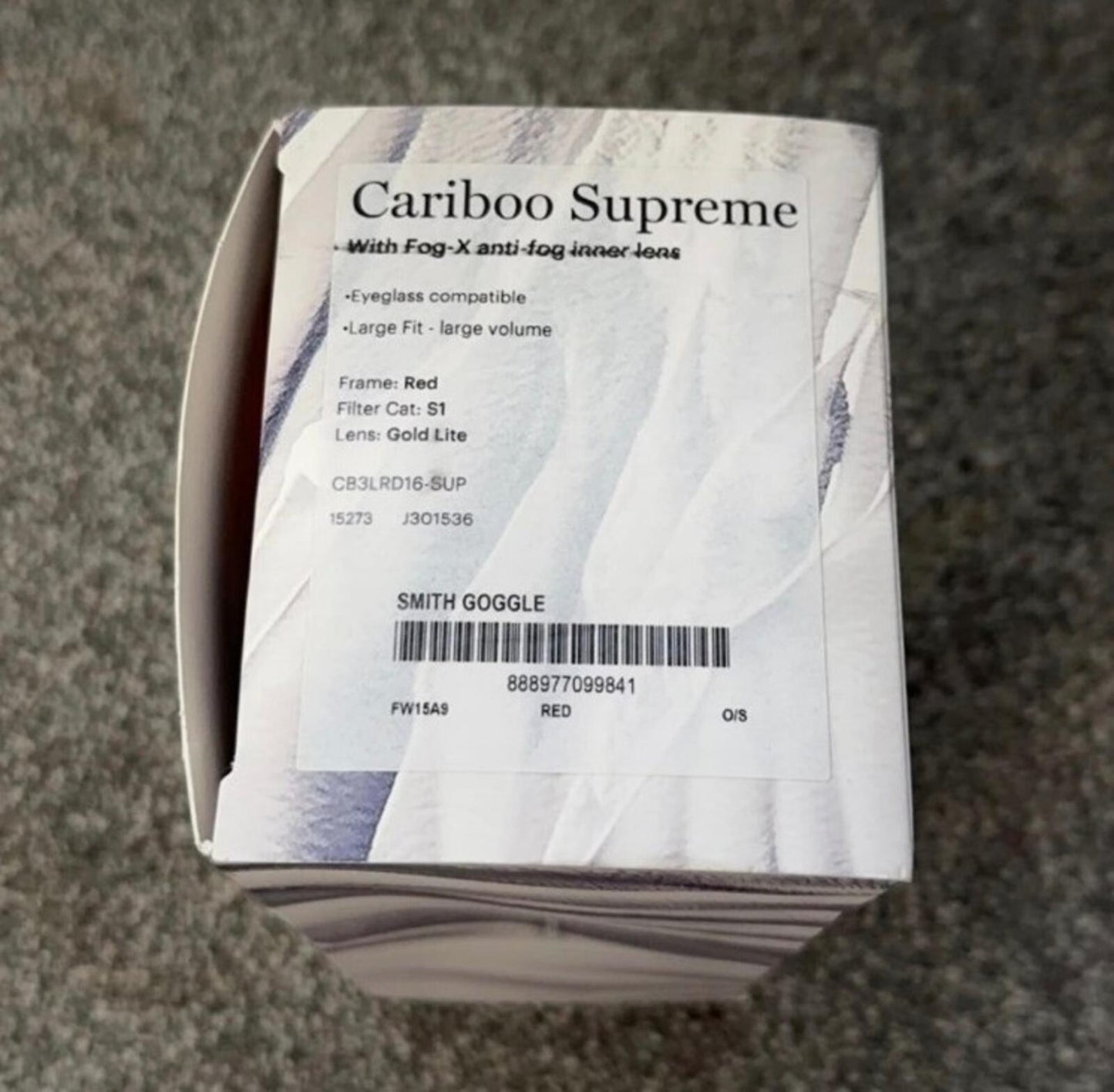 FW15 Supreme x Smith Cariboo Otg Ski Google Red goggles Built In U.S.A Accessory