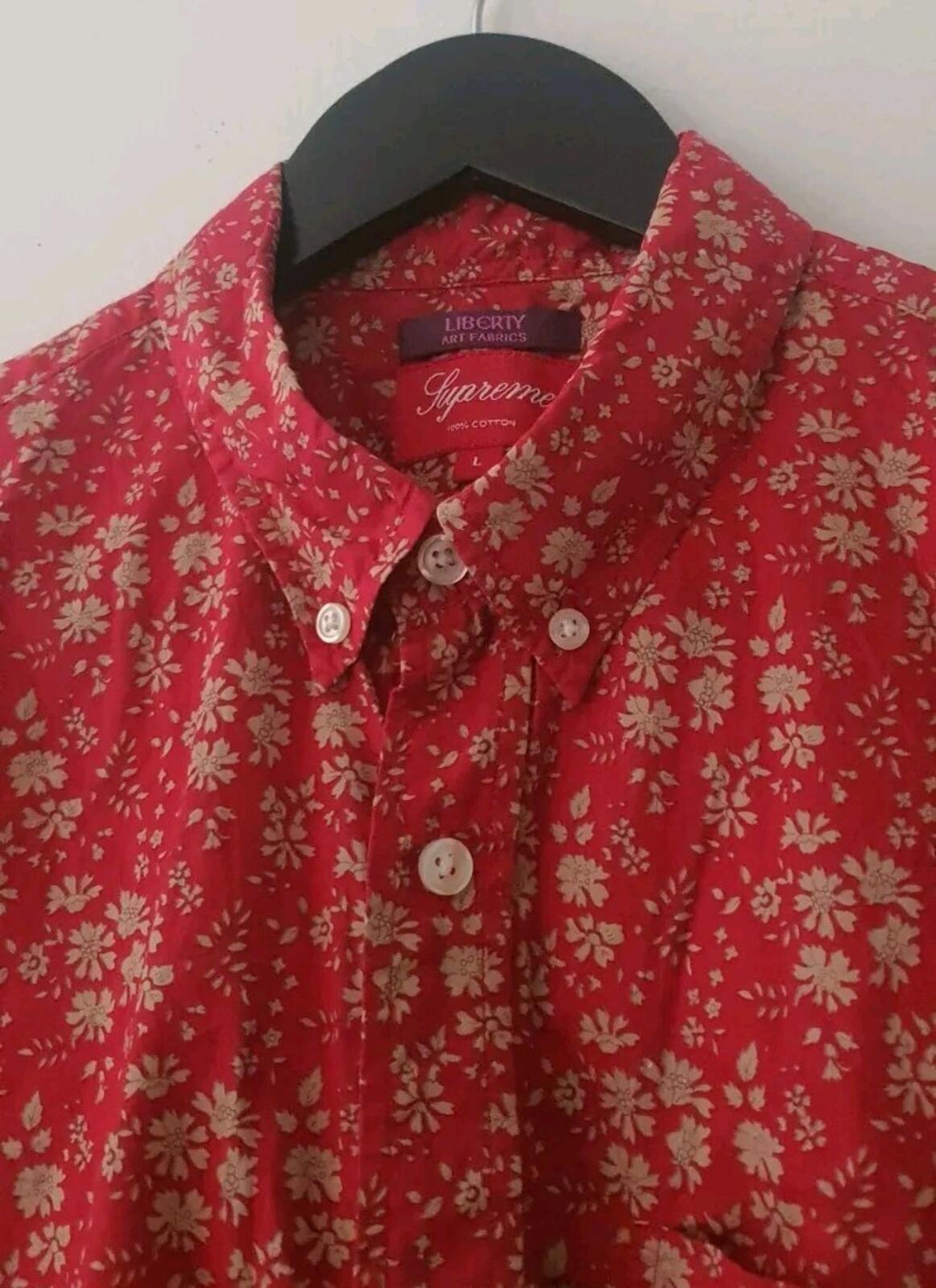 SS11 Supreme x Liberty Fabric Floral Red Shirt L Large Vintage 2011 Sehr Selten