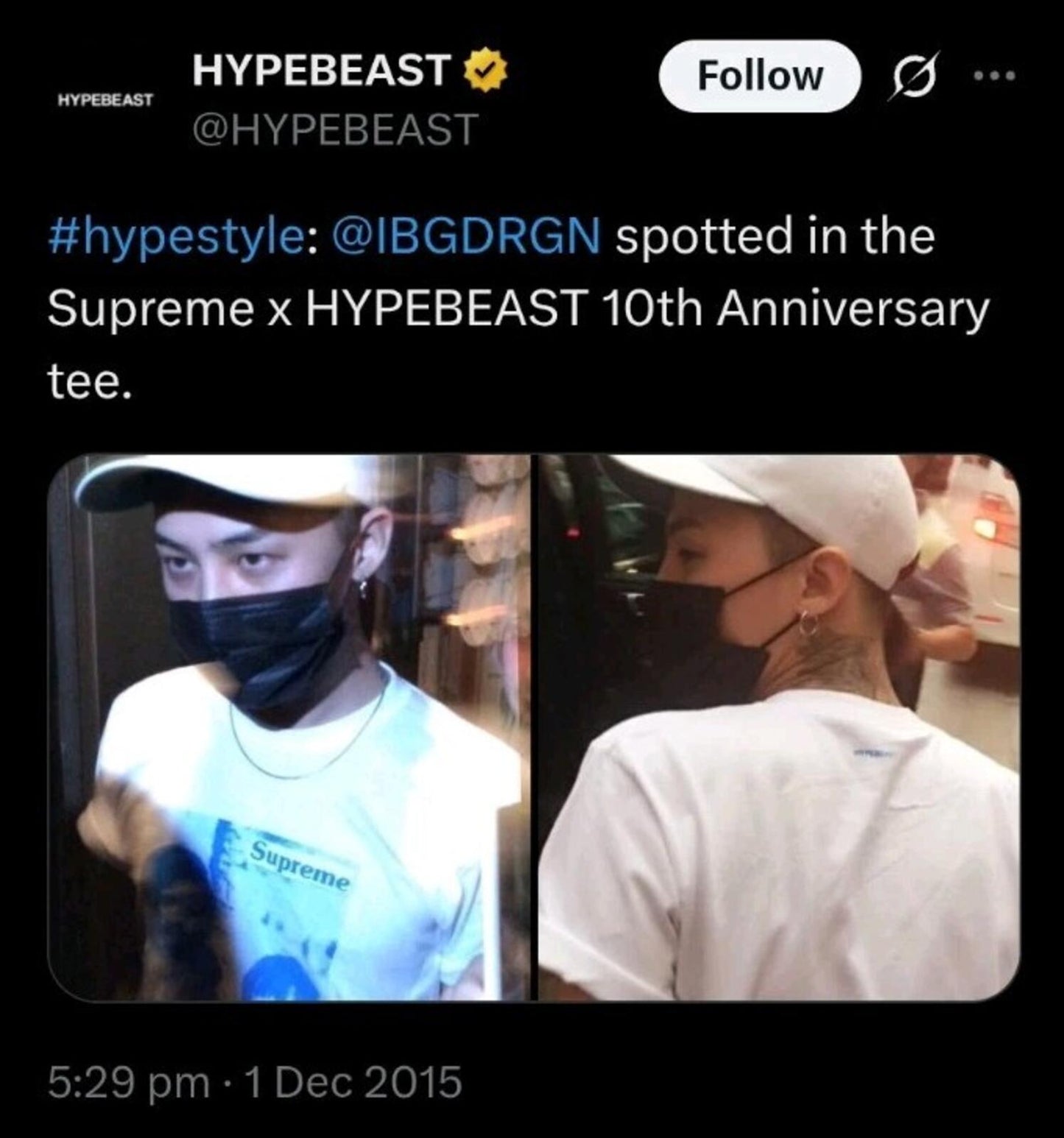 FW15 Supreme x Hypebeast 10. Jubiläum T-Shirt Größe L weiß T-Shirt @IBGDRGN