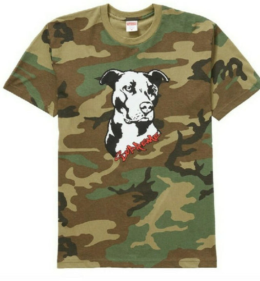 SS20 Supreme Pitbull Tee Woodland Camo Größe L