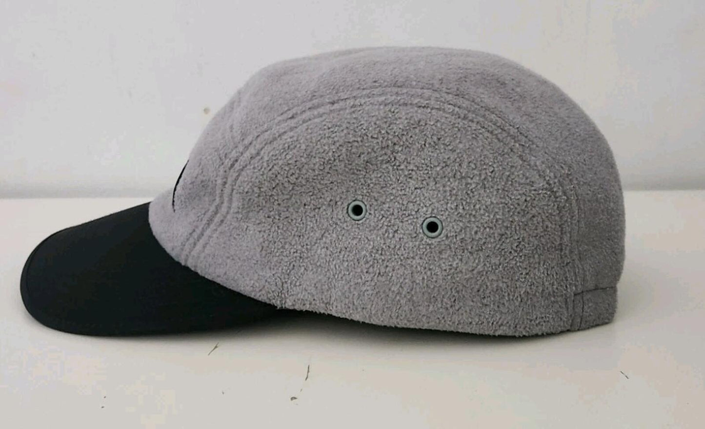 FW15 Supreme Polartec Fleece Fitted Camp Cap Grey Black Hat Size S/M Vintage