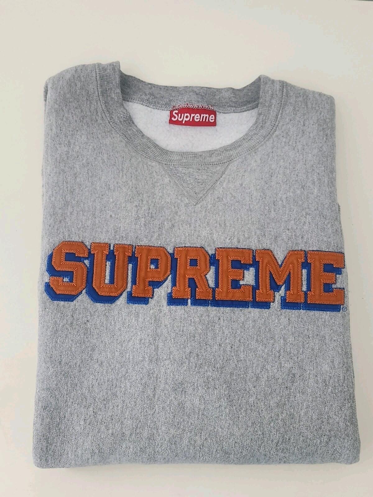 1996 Supreme Crewneck Medium Grey Sweatshirt Orange Blue Logo Vintage Grail