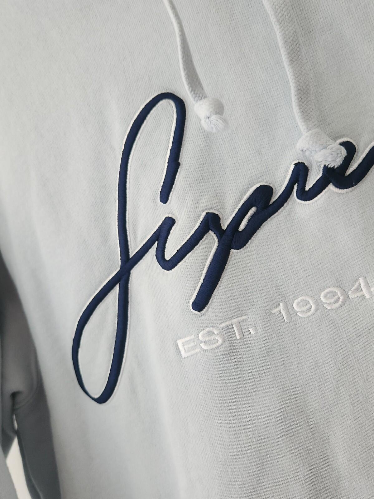 SS19 Supreme Contrast Embroidered Hoodie Ice Blue Size M
