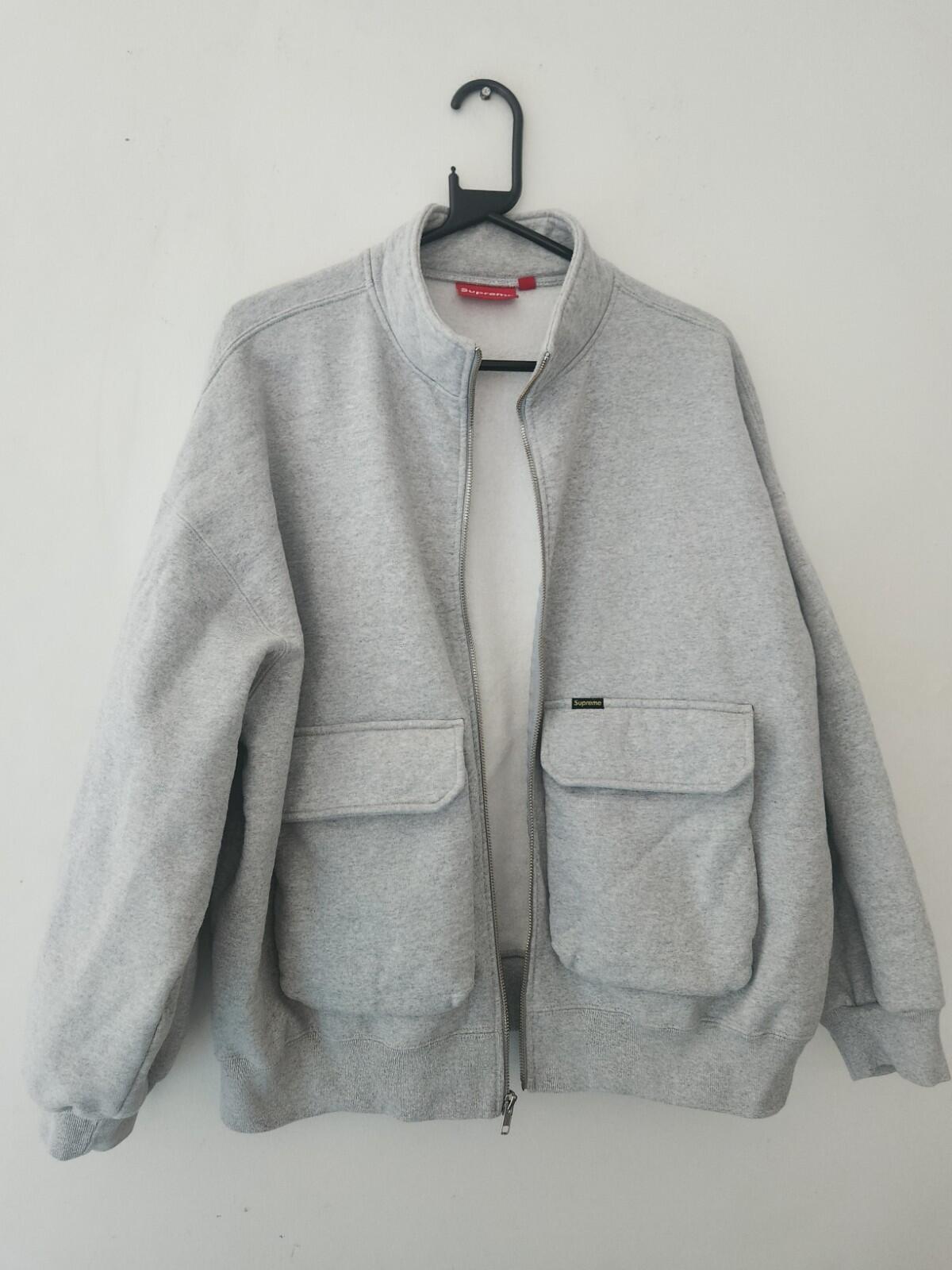 FW23 Supreme Cargo Pocket Zip Up Sweatshirt Heather Grey Size M