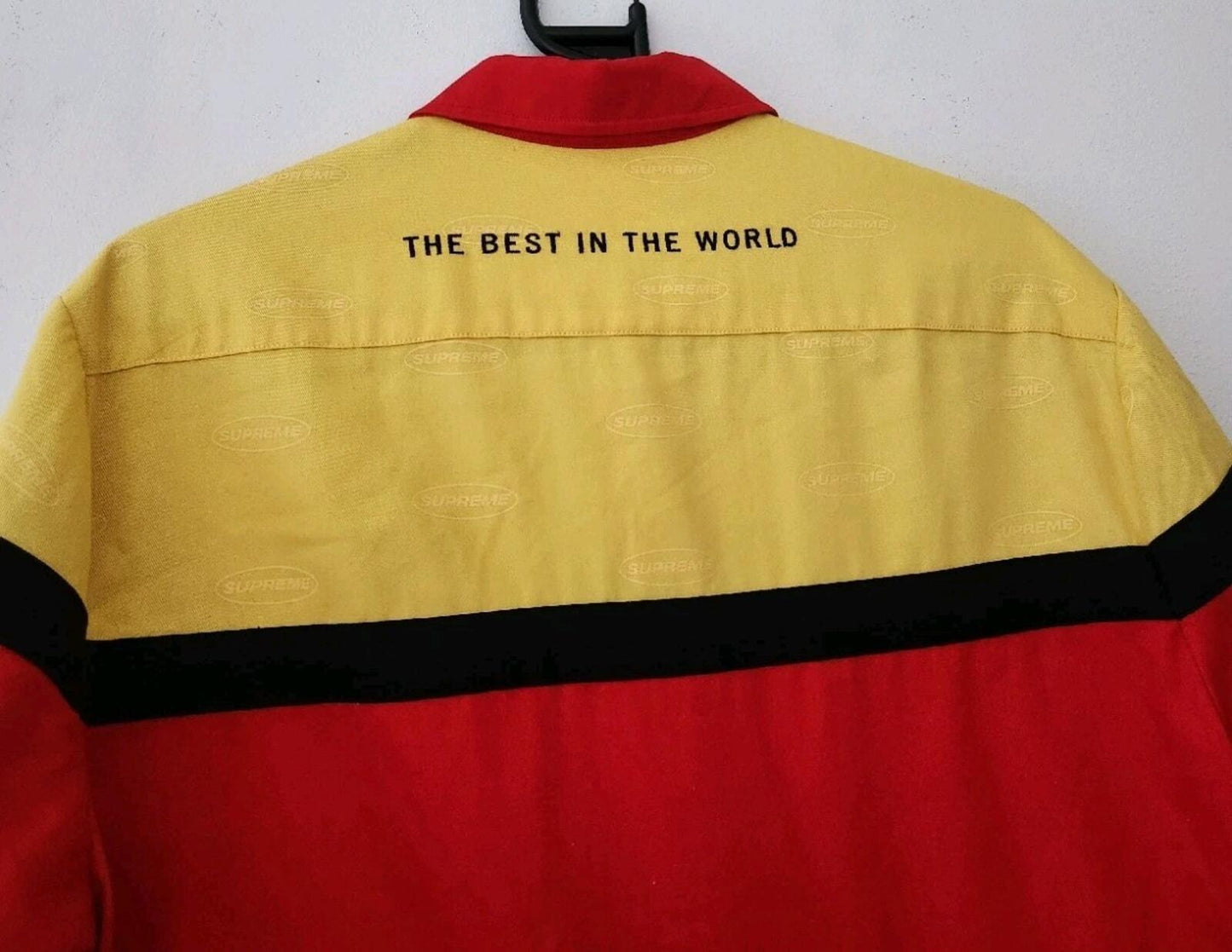 FW17 Supreme Color Blocked Work shirt Red Yellow size M Medium button up New