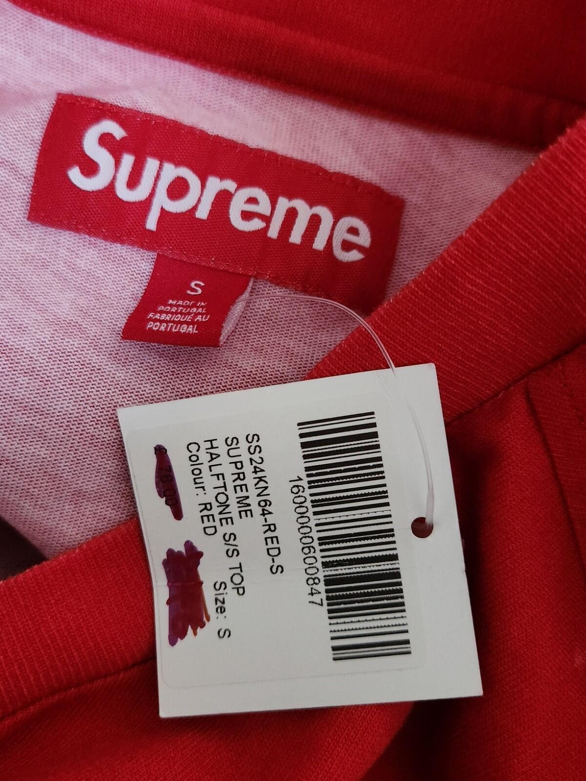 SS24 Supreme Halftone S/S Top Red Tee Short Sleeve T-shirt