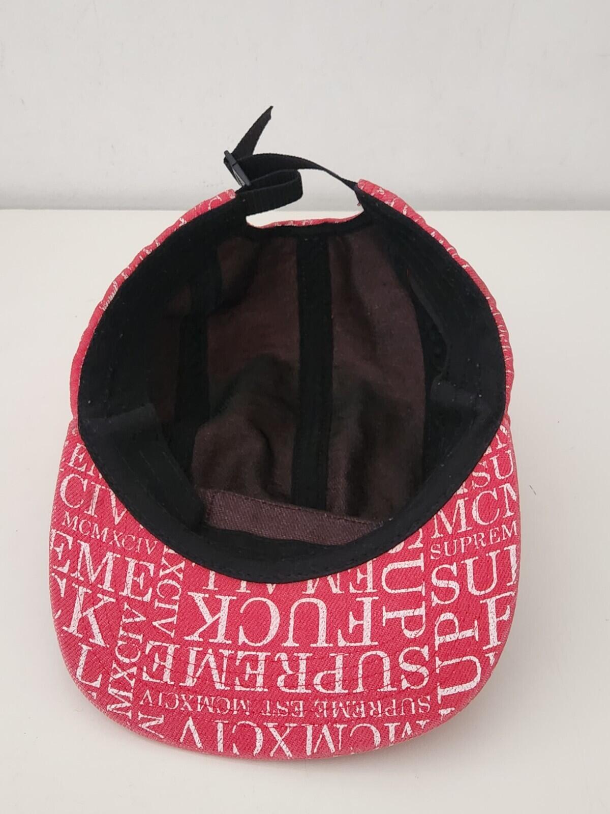 FW15 Supreme F UCK EM' ALL denim camp cap Red hat box logo