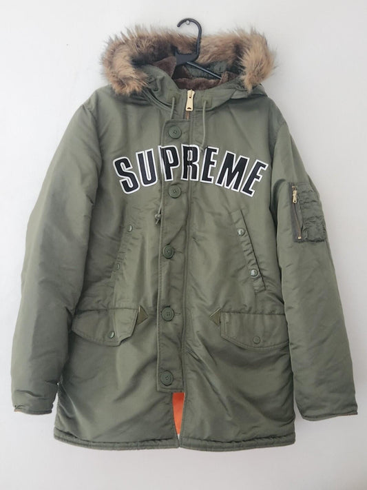 FW16 Supreme Arc Logo N-3B Parka Olive Size L Justin Bieber