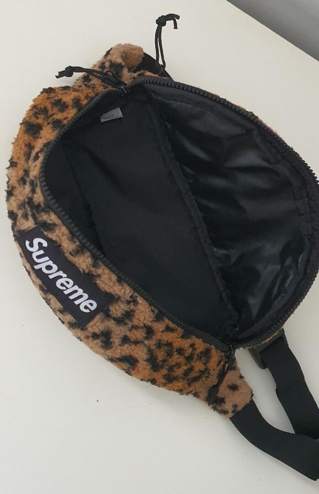 FW17 Supreme Leopard Waist Bag Yellow Belt Bum Bag Fleece Shoulder