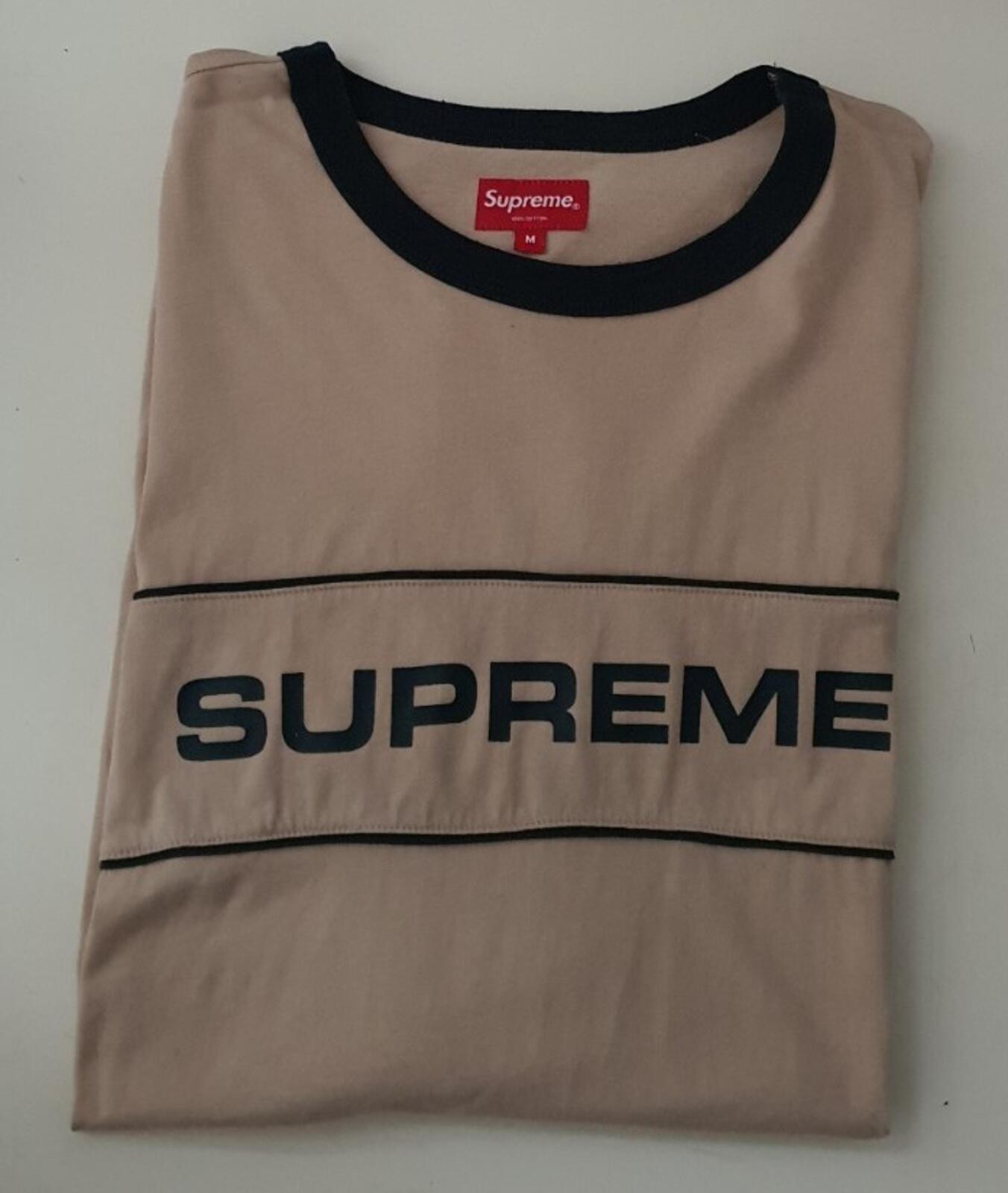 SS18 Supreme Team Ringer Tee size M medium tan T-shirt