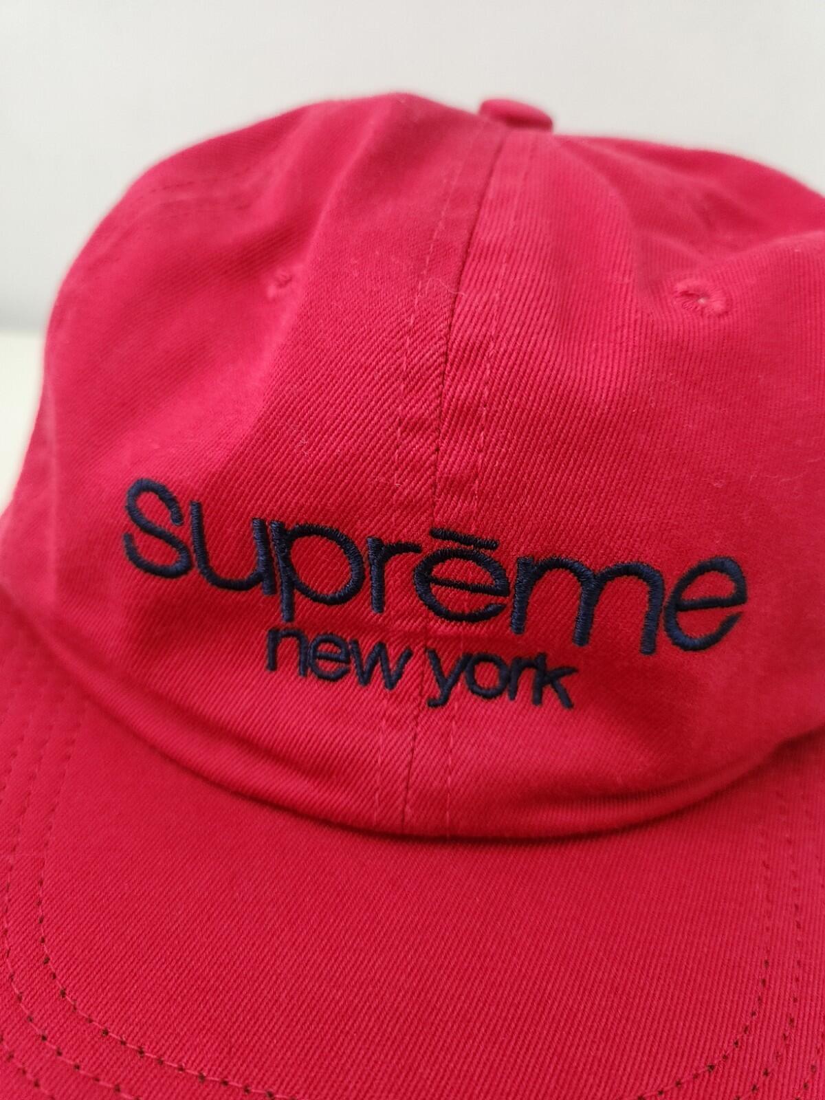 SS16 Supreme Twill Classic Logo 6-Panel Red Cap Hat
