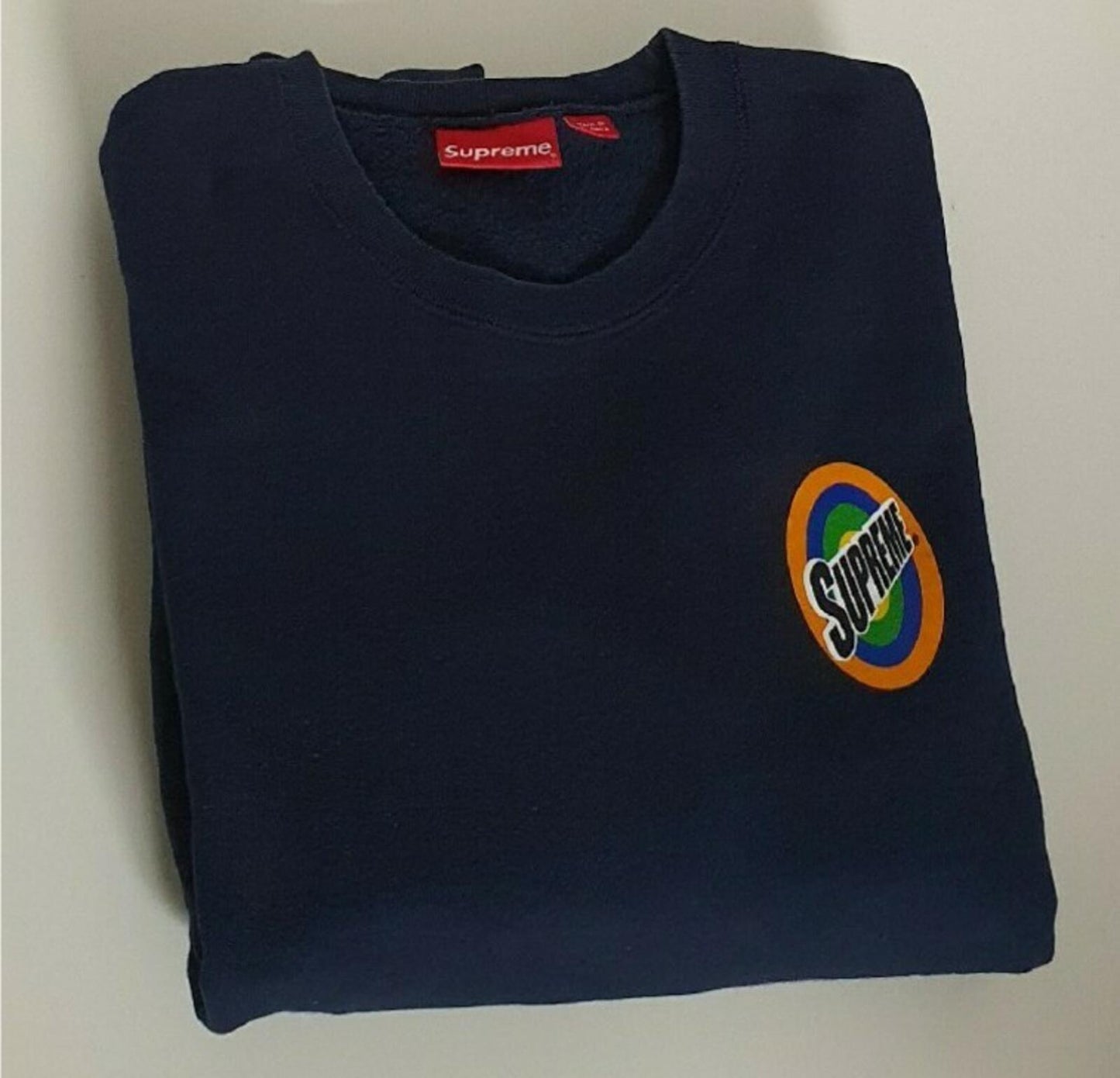 SS16 Supreme Spin Logo Crewneck Navy Size L