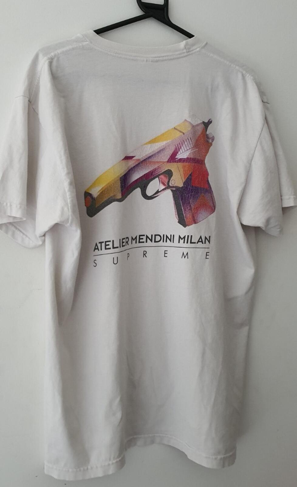 SS16 Supreme Mendini Gun weißes T-Shirt Größe XL Rar