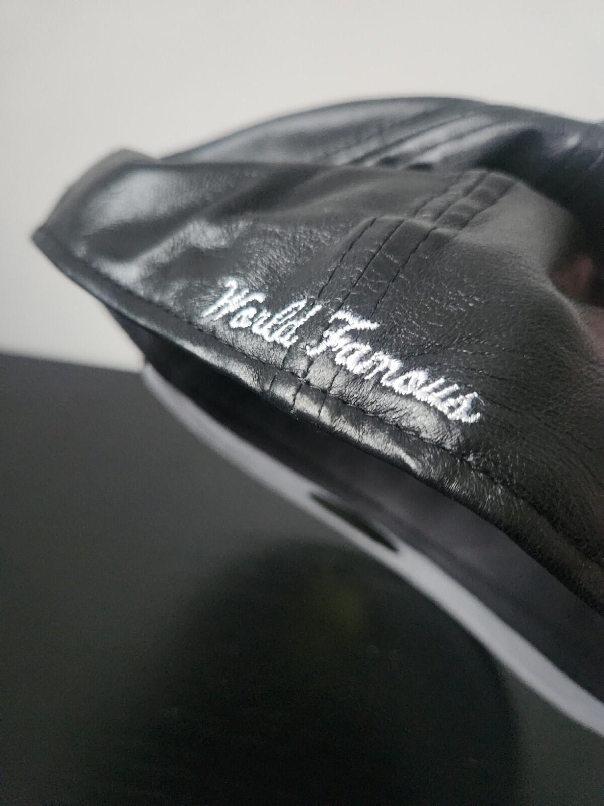 FW15 Supreme Leather Box Logo New Era Hat Black Cap size 7 3/8 Vintage 2015