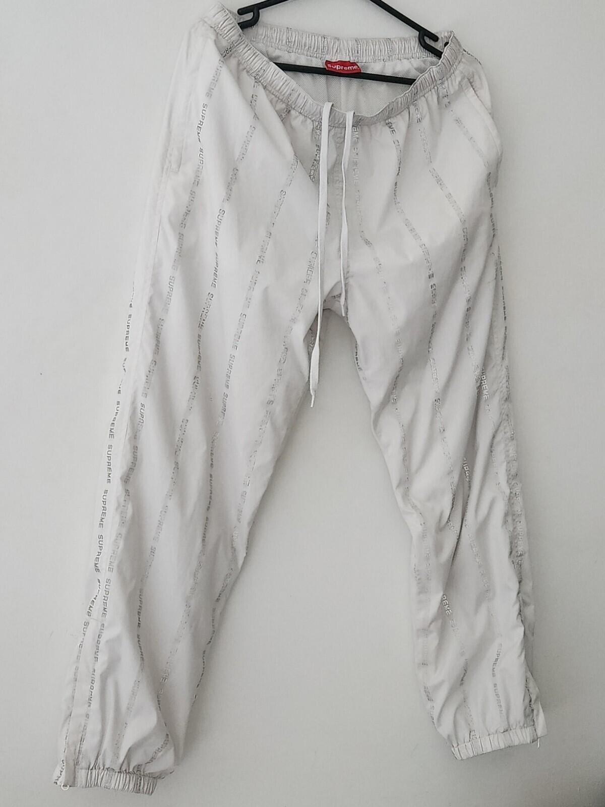 FW18 Supreme Reflective Text Track Pant White Size M