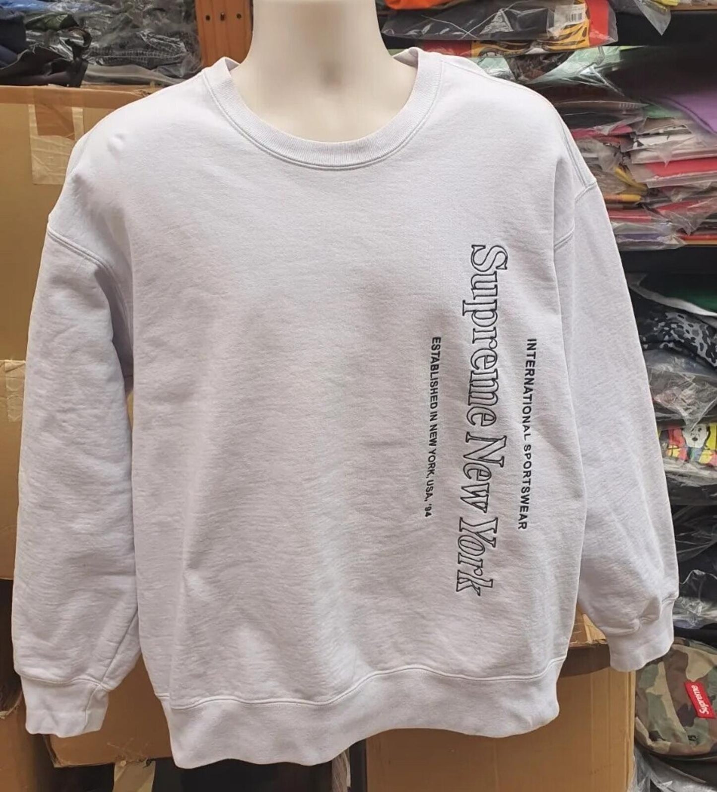 FW20 Supreme Side Logo Crewneck Weiß Größe XL
