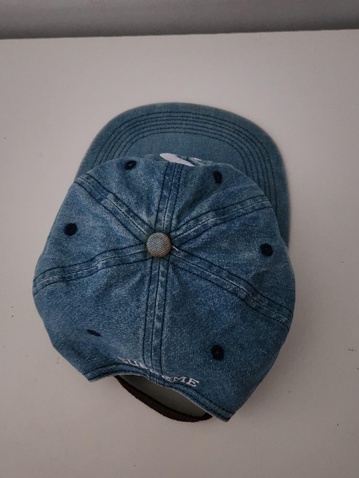Gorra SS17 Supreme Washed Denim S Logo 6 Paneles Azul