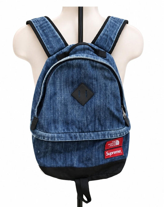SS15 Supreme x The North Face Denim Day Pack Rucksack Blau