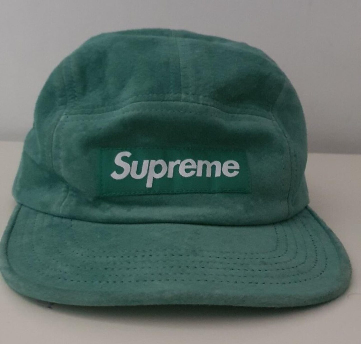 SS17 Supreme Suede Camp Cap Light Green Leather Hat Box Logo