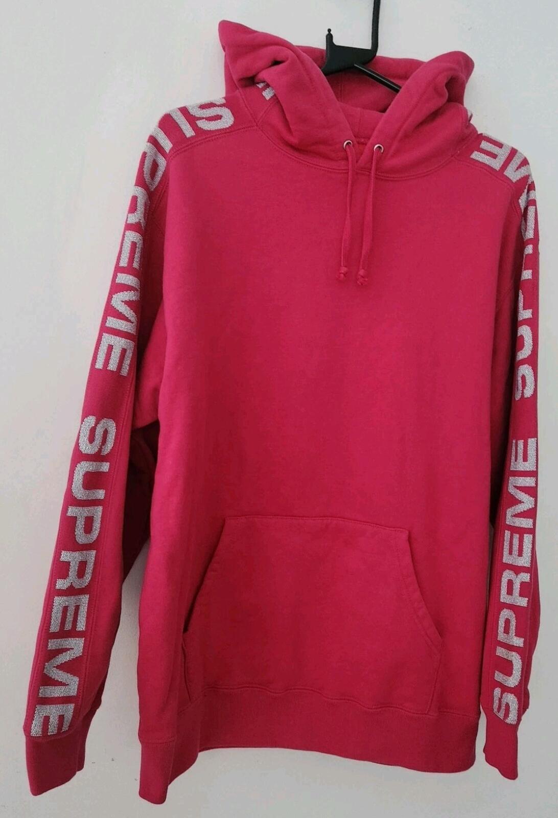 SS20 Supreme Metallic Rib hooded sweatshirt Fuschia hoodie L Large Pink Pullover